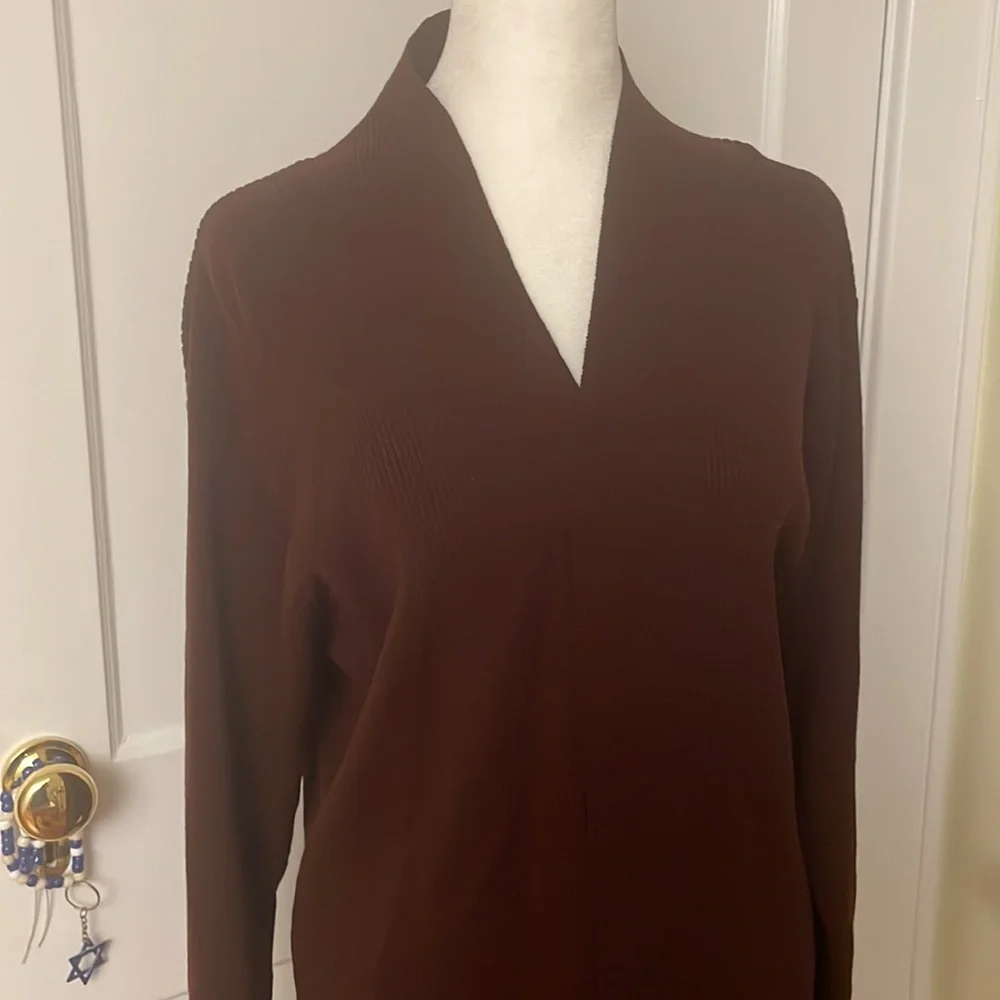 Eileen Fisher Ribbed Wool Cardigan in Chestnut. Size L. Gently Worn.